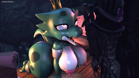 all_fours ankle_cuffs anthro anthro_penetrated areola armor big_areola big_breasts big_butt big_penis bottomwear breasts butt clothing coin crown cuff_(restraint) curvy_figure detailed_background duo erect_nipples eyelashes feet fellatio female female_penetrated fingers genitals gloves green_body green_scales handwear hanging_breasts headgear huge_butt human_on_anthro human_penetrating human_penetrating_anthro human_penetrating_female interspecies knight larger_male loincloth male male/female male_on_anthro male_penetrating male_penetrating_anthro male_penetrating_female multicolored_body multicolored_scales nipples nude oral oral_penetration penetration penile penis pink_areola pink_eyes pink_nipples restraints scales sex sharp_teeth shortstack shortstack_female size_difference smaller_female standing teeth text thick_thighs toes tongue tongue_out two_tone_body two_tone_scales vein veiny_penis warrior white_body white_scales wide_hips darkflash23 human kobold mammal scalie 16:9 2021 3d_(artwork) artist_name digital_media_(artwork) hi_res source_filmmaker_(artwork) widescreen