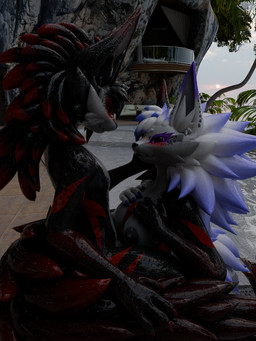 anthro areola big_breasts black_body black_fur blush breast_play breasts butt claws clothing colored_nails detailed_background dominant dominant_female duo eyelashes eyeliner eyeshadow female freckled_arms freckled_breasts freckled_butt freckled_chest freckled_face freckled_legs freckled_shoulders freckles fur genitals hand_on_breast hand_on_cheek heart_(marking) heterochromia highlights_(coloring) looking_pleasured makeup male male/female markings nails natural_breasts paw_markings penis penis_between_breasts purple_claws purple_eyeliner purple_eyes purple_eyeshadow purple_highlights purple_makeup purple_markings red_body red_claws red_eyeliner red_eyes red_fur red_highlights red_nails seductive sex swimming_pool swimwear tail titfuck wet wet_body white_body white_fur hound_helldan mythology hound_(hound_helldan) stella_(hound_helldan) canid canid_demon canine demon hellhound hybrid mammal mythological_canine mythological_creature novabeast 3:4 3d_(artwork) absurd_res blender_(artwork) digital_media_(artwork) hi_res watermark widescreen aunt_(lore) aunt_and_nephew_(lore) incest_(lore) nephew_(lore) sibling_(lore)