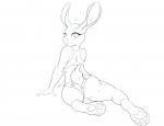 anthro bra butt clothing feet female panties paws pose simple_background solo sports_bra sports_panties underwear wide_hips zpd wolfpsalm disney zootopia judy_hopps lagomorph leporid mammal rabbit absurd_res hi_res line_art pinup smaller_version_at_source