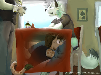 anthro fellatio group male male/male male_penetrated male_penetrating male_penetrating_male oral penetration penile public restaurant sex stealth_sex tablecloth under_table a2 amarantus chip_(chaoschaocrack) skyfursona canid canine giraffe giraffid mammal 4:3 digital_media_(artwork)