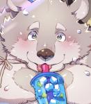 beverage blush bubble_tea drinking drinking_straw male pecs solo tongue star_parlor hands-free_bubble_tea lifewonders tokyo_afterschool_summoners jambavan_(tas) bear mammal 2019 meme