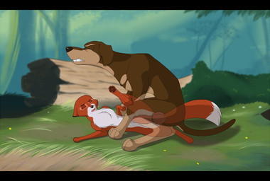 animal_genitalia animal_penis animal_vulva black_bars bodily_fluids brown_body brown_fur canine_genitalia canine_penis canine_vulva chest_tuft clenched_teeth crouching detailed_background digitigrade dipstick_tail dominant duo ears_back erection eyes_closed female female_penetrated feral feral_on_feral forest fur genitals grass internal interspecies knot large_penetration larger_dom larger_male log lying male male/female male_penetrating male_penetrating_female markings multicolored_body multicolored_fur multicolored_tail nude on_side one_leg_up open_mouth pawpads penetration penile penile_penetration penis penis_in_vagina pivoted_ears plant raised_leg red_body red_fur sex size_difference smaller_female smaller_penetrated tail tail_markings tears teeth translucent translucent_body tree tuft two_tone_body two_tone_fur vaginal vaginal_penetration vulva white_body white_fur wood nomad_genesis disney the_fox_and_the_hound vixey_(tfath) canid canine canis domestic_dog fox mammal red_fox true_fox 2017 hi_res letterbox
