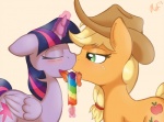2013 applejack_(mlp) blonde_hair blue_hair blush cowboy_hat cutie_mark duo equine eyes_closed female feral freckles friendship_is_magic fur glowing green_eyes hair half-closed_eyes hat horn horse ice_cream lesbian levitation licking magic multi-colored_hair my_little_pony open_mouth orange_fur plain_background pony purple_fur ratofdrawn saliva saliva_string signature tongue tongue_out twilight_sparkle_(mlp) white_background winged_unicorn wings
Rating: Questionable
Score: 16
User: mlp
Date: June 14, 2013