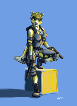 accessory anthro armor backpack belt body_armor bodysuit boots breasts cleavage clothed clothing dog_tags female footwear gun handgun headband holster knee_pads muscular muscular_anthro muscular_female pistol ranged_weapon shoes simple_background skinsuit solo swimwear tight_clothing weapon marsonaut jayka canid canine canis domestic_dog mammal wolf