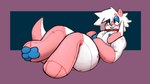 anthro blep blue_pawpads blue_tongue collar hands_on_stomach horn lying male on_back pawpads paws pink_body plushie red_collar simple_background solo tongue tongue_out white_body midnite_fsnax rox_(midnite_fsnax) animate_inanimate living_plushie 16:9 hi_res widescreen trans_(lore) trans_man_(lore)