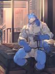 abs anthro blue_eyes clothing fur kemono male muscular muscular_anthro muscular_male nipples pecs solo tengo canid canine canis mammal wolf 2019 3:4 digital_media_(artwork) hi_res