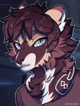 ambiguous_anthro ambiguous_gender anthro blue_eyes brown_body brown_fur brown_hair brown_nose fur hair solo naiterion 2023 3:4 digital_media_(artwork) hi_res