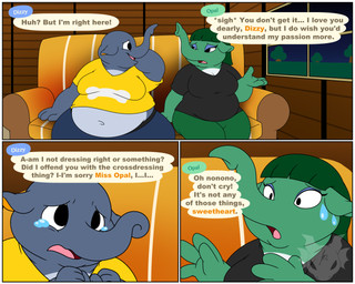 anthro belly belly_peeking_out big_belly bodily_fluids border bottomwear breasts cleavage clothed clothing denim denim_bottomwear denim_clothing dialogue duo eyelashes eyeliner eyeshadow female frown furniture green_hair hair inside jeans looking_at_another makeup male male/female moobs navel night obese obese_anthro obese_female obese_male overweight overweight_anthro overweight_female overweight_male pants proboscis_(anatomy) romantic romantic_couple shirt sitting smile sofa sweat sweatdrop t-shirt tears text topwear trunk_(anatomy) white_border window jouigidragon animal_crossing nintendo dizzy_(animal_crossing) opal_(animal_crossing) elephant elephantid mammal proboscidean 2022 5:4 comic english_text hi_res watermark