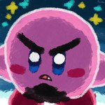 ambiguous_gender angry beard eyebrows facial_hair night not_furry solo star thick_eyebrows conditional_dnp pawsta kirby_(series) nintendo kirby alien sphere_creature waddling_head 1:1 absurd_res hi_res