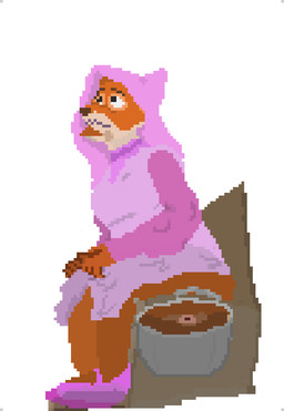 anthro anus clothing dress feces feces_pile female fur orange_body orange_fur pooping pooping_in_toilet sitting sitting_in_toilet sitting_on_toilet solo toilet toilet_use thebootydeer disney robin_hood_(disney) maid_marian canid canine fox mammal true_fox animated digital_media_(artwork) pixel_(artwork)