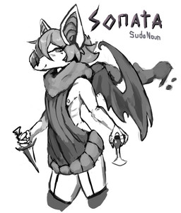 anthro clothing femboy male scarf solo sweater topwear virgin_killer_sweater sudonoun meme_clothing bat mammal greyscale meme monochrome