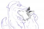 anthro canid canine canis duo fox goo_creature goo_transformation head_in_mouth lance_foxx_(artist) lancefoxx male male/male male_pred male_prey mammal side_view simple_background sketch torrle transformation vore white_background wolf