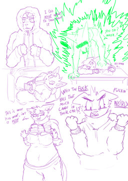 anthro areola breasts clothed clothing clothing_lift dialogue female flashing flashing_breasts fur hoodie looking_at_viewer male navel nipples profanity smile tail text topwear young young_anthro creativeclaws mayaquest maya_(mayaquest) sir_(mayaquest) canid canine canis domestic_cat felid feline felis mammal wolf absurd_res english_text hi_res