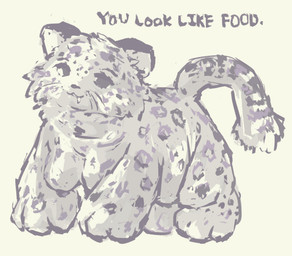 bodily_fluids breasts busty_feral drooling female feral nipples saliva solo text petday felid mammal pantherine snow_leopard english_text hi_res
