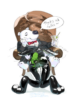 alcohol anthro beverage bodysuit bottomless bottomless_male bow_tie clothed clothing duo family fellatio latex looking_at_viewer male male/male object_in_ass oral penile sex sitting skinsuit speech_bubble submissive submissive_male tight_clothing grech4 family_guy looney_tunes warner_brothers brian_griffin bugs_bunny canid canine lagomorph leporid mammal rabbit hi_res