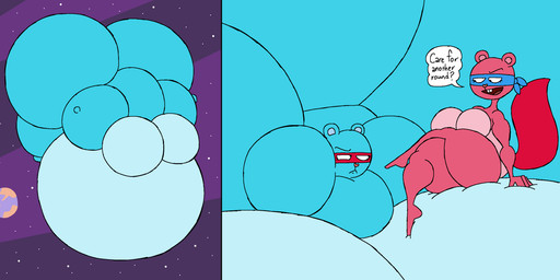 air_inflation anthro astronomical_hyper belly big_belly big_breasts big_butt big_cheeks blue_body blue_fur body_inflation breast_squish breasts bubble_butt buckteeth butt cheek_expansion cosmic_background countershade_belly countershade_breasts countershading crossgender curvy_figure dialogue duo earth eyelashes female fur heart_nose heart_symbol huge_belly huge_breasts huge_butt huge_cheeks hyper hyper_belly hyper_breasts hyper_butt hyper_cheeks hyper_inflation immobile inflation logo mask membrane_(anatomy) membranous_wings overweight planet puffed_cheeks red_body red_fur sitting speech_bubble spherical_breasts squish teeth text thick_thighs wings thatdawgmurray happy_tree_friends splendid_(htf) splendont_(htf) mammal rodent sciurid tree_squirrel 2025 aliasing artist_logo artist_name digital_media_(artwork) english_text hi_res signature