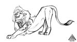 ass_up feral grin looking_at_viewer male mane markings pose simple_background smile solo tail tail_tuft text tribal tribal_markings tuft white_background elicitie maskelyne felid hybrid lion mammal pantherine black_and_white english_text hi_res line_art monochrome signature sketch