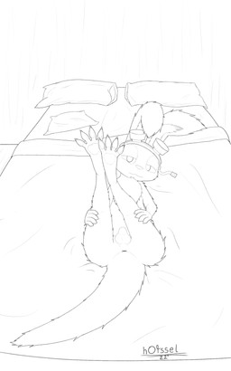 animal_genitalia animal_penis anthro anus balls bed bed_sheet bedding butt butt_focus chest_tuft eyewear feet flaccid foot_focus fur furniture genitals goggles imminent_sex inviting legs_in_air male pawpads paws penis pillow presenting presenting_anus presenting_hindquarters simple_background solo striped_arms tuft hottsel jak_and_daxter naughty_dog sony_corporation sony_interactive_entertainment daxter hybrid mammal mustelid ottsel 5:8 absurd_res hi_res monochrome