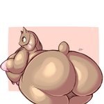 anthro big_breasts big_butt breasts brown_body brown_eyes brown_fur butt butt_focus curvy_figure female fur huge_breasts huge_butt long_ears multicolored_body overweight overweight_anthro overweight_female presenting presenting_hindquarters scut_tail short_tail slightly_chubby slightly_chubby_anthro slightly_chubby_female solo tail thick_thighs two_tone_body voluptuous voluptuous_female lightmizano bandai_namco digimon digimon_(species) lopmon 1:1 hi_res