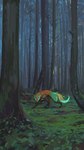 2020 9:16 brown_body brown_fur canid canine detailed_background digital_media_(artwork) feral forest fox fur glowing glowing_eyes green_eyes hi_res looking_at_viewer mammal nude orange_body orange_fur outside plant quadruped snatti89 solo tree