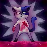 ambiguous_gender black_nose blood blood_on_hand bodily_fluids heart_symbol mouth_closed red_heart solo standing tail white_eyes flavia-elric domestic_cat felid feline felis mammal 1:1 2016 digital_media_(artwork) hi_res