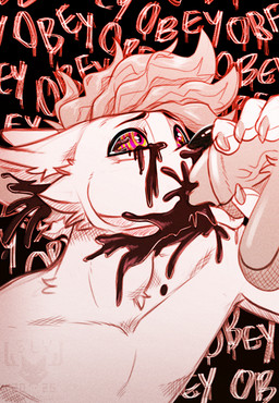 anthro bodily_fluids corruption cum cum_from_ear cum_from_eyes cum_in_ear cum_in_mouth cum_inside duo excessive_cum excessive_genital_fluids fellatio genital_fluids hypnosis latex liquid_latex male male/male mind_break mind_control oral penile ringed_eyes sex slime text slyasafoxibou canid canine fennec_fox fox goo_creature mammal true_fox english_text restricted_palette