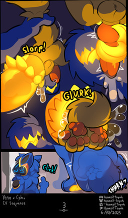 almost_fully_inside animal_genitalia animal_penis anthro ball_tuft balls big_balls big_penis blue_body blue_fur bodily_fluids canine_genitalia canine_penis churning_balls cock_vore cum cum_vore darkness digestion duo excessive_genital_fluids excessive_precum fur genital_fluids genitals glowing glowing_genitalia glowing_penis glowing_tongue head_first head_imprint huge_balls huge_penis hyper hyper_balls hyper_genitalia hyper_penis knot knotted_penis long_tongue machine male male/male male_pred neck_tuft onomatopoeia oral orgasm paw_imprint penile penile_spines penis precum science_fiction sex sheath sound_effects tail tail_grab tail_mouth text tight_bulges tongue tongue_out tonguejob tuft unusual_anatomy unusual_tail vore yellow_body yellow_fur yellow_insides yellow_penis yellow_tongue howzit_toyah howzit_(character) yeno bird_dog canid canine canis domestic_dog golden_retriever hunting_dog mammal protogen retriever comic hi_res