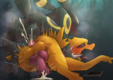 anal anal_knotting anal_orgasm anal_penetration animal_genitalia animal_penis anus balls big_knot bodily_fluids butt canine_genitalia canine_penis cum cum_in_ass cum_inside cum_while_penetrated cumshot duo ejaculation erection feral feral_on_feral feral_penetrated feral_penetrating feral_penetrating_feral forced genital_fluids genitals hands-free knot knot_root knotting male male/male male_penetrated male_penetrating male_penetrating_male orgasm penetration penis rape sex sweat tears tongue tongue_out wanted_poster sousaku_san nintendo pokemon eeveelution generation_1_pokemon generation_2_pokemon jolteon pokemon_(species) umbreon absurd_res hi_res