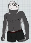 anthro belly biped black_body black_claws black_clothing black_fur black_nipples black_nose black_underwear body_hair boxers_(clothing) boxers_only bulge checkered checkered_background cheek_tuft claws clothed clothing eyebrows facial_tuft fur hair happy_trail looking_aside male male_anthro nipples novel partially_clothed partially_clothed_male pattern_background shirtless shirtless_male simple_background slightly_chubby solo standing topless tuft underwear underwear_only white_background white_body white_eyebrows white_fur white_hair white_inner_ear white_sclera yellow_eyes unsafescapewolf super-nova michael_o'connor_(templar) badger mammal mustelid musteline 2024 digital_drawing_(artwork) digital_media_(artwork) hi_res portrait three-quarter_portrait