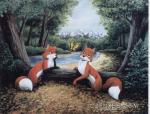 black_nose detailed_background duo female feral forest fur male nude orange_body orange_fur outside plant tree mcarspec faux_pas cindy_(faux_pas) randy_(faux_pas) arthropod butterfly canid canine fox insect lepidopteran mammal 1996