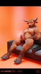 abs animal_genitalia animal_penis anthro balls big_penis bovine_genitalia bovine_penis fluffy genitals hooves male masturbation muscular muscular_male pecs penis sitting smile solo tall kovinafterdark bovid bovine cattle mammal 3d_(artwork) 9:16 animated digital_media_(artwork) hi_res short_playtime