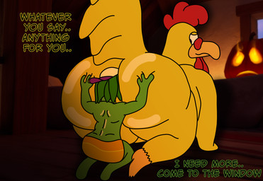 all_fours anthro beak bent_over between_buttocks big_butt black_eyes bubble_butt butt butt_grab butt_in_face butt_smother command dialogue dominant dominant_male duo face_in_ass facesitting feathers green_body hand_on_butt huge_butt looking_at_another looking_back male male/male rear_view sitting_on_another size_difference smothering submissive submissive_male tail text yellow_body yellow_feathers vandoughy epic_games family_guy fortnite fortnite:_battle_royale ernie_the_giant_chicken ziggy_(fortnite) avian bird chameleon chicken galliform lizard phasianid reptile scalie 2025 digital_media_(artwork) english_text hi_res right_to_left widescreen