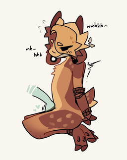 ambiguous_gender anthro arms_tied barefoot bdsm belly blonde_hair bodily_fluids bondage bound brown_horn countershade_face countershade_legs countershade_torso countershading disembodied_hand duo feet floppy_ears fur hair heart_symbol hooves horn kneeling legs_tied markings moan narrowed_eyes orgasm restraints rope rope_bondage side_view solo_focus spots spotted_body spotted_fur spotted_legs spotted_markings spotted_tail submissive submissive_ambiguous sweat tail tail_markings tan_belly tan_body tan_countershading tan_fur ruedeath rowan_(ruedeath) bovid caprine goat mammal digital_media_(artwork) andromorph_(lore) nonbinary_(lore)