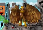 4_toes 5_fingers abs anthro balls beak biceps brown_body building building_destruction city city_background city_destruction cityscape claw_marks claws cracks crush curling_toes destruction erection extreme_size_difference feathered_wings feathers feet finger_claws fingers footprint genitals humanoid_genitalia humanoid_penis landscape_dwarfing macro macro_anthro macro_male male muscular muscular_anthro muscular_male nude outside pawpads pawprint paws pecs penile penis plant rampage size_difference sky smile smoke solo tail toe_claws toes vehicle vehicle_destruction wings uki_(artist) mythology carpo avian gryphon mythological_avian mythological_creature invalid_tag