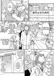 anthro bear canid canine canis clothing comic cotton_(artist) dialogue domestic_dog english_text felid fur greyscale kuro_(tooboe_bookmark) lion male mammal monochrome pantherine text tooboe_bookmark