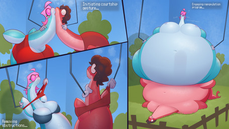 anthro anthro_on_anthro breasts duo eyewear female female_on_top fence forced glasses grass green_body hyper hyper_pregnancy kissing lying male male/female nipples nude on_back on_top plant pregnant red_body surprised text transformation ladyluckfate twinmill_(ladyluckfate) aquatic fish shark 16:9 2026 4k absurd_res digital_media_(artwork) english_text hi_res widescreen