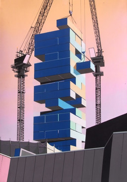 building city cityscape construction crane_(machine) detailed_background evening fence low-angle_view machine metal not_furry outside platform railing sky tower wall_(structure) zero_pictured snowisland9 jenga detailed grandfathered_content
