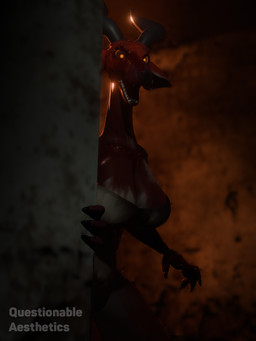4_fingers basement belly big_ears black_horn blood blood_on_breasts blood_on_chest blood_on_face bodily_fluids clothing creepy female fingers horn looking_at_viewer open_mouth red_body solo standing tall teeth teeth_showing white_belly questionable_aesthetics_(artist) questionable_aesthetics_(modeler) crimson_fiend_(questionable_aesthetics) canid canine canine_demon demon hybrid mammal 3:4 3d_(artwork) absurd_res blender_(artwork) blender_cycles_(artwork) digital_media_(artwork) hi_res