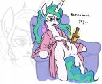 alcohol armchair beverage blowup_background bored bottle chair container female feral furniture horn magic simple_background solo text jargon_scott friendship_is_magic hasbro my_little_pony mythology princess_celestia_(mlp) equid equine mammal mythological_creature mythological_equine unicorn english_text