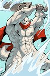 2024 2:3 abs absurd_res anthro bruno_(ceehaz) canid canine canis ceehaz convenient_censorship dog_knight_rpg domestic_dog fur hi_res holding_melee_weapon holding_object holding_sword holding_weapon male mammal melee_weapon mostly_nude muscular muscular_male nipples nordic_sled_dog samoyed scar scarf scarf_only solo spitz sword weapon white_body white_fur