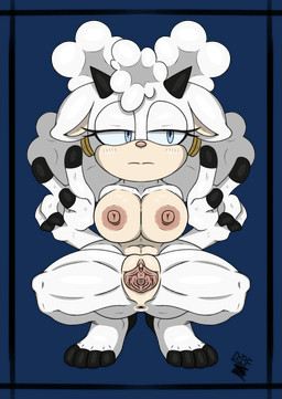 anthro anus areola big_breasts black_horn blue_eyes blue_sclera breasts cervix cervix_view crouching dipstick_fingers ears_down eyelashes female front_view fur genitals gesture hand_gesture head_tuft horn looking_away navel nipples nude pink_areola pink_nipples pink_nose pink_vulva pivoted_ears simple_background solo spread_legs spreading tan_body tan_fur thick_thighs transparent_background tuft v_sign vulva white_body white_fur wide_hips diz_in_form idw_publishing sega sonic_the_hedgehog_(comics) sonic_the_hedgehog_(idw) sonic_the_hedgehog_(series) lanolin_the_sheep_(sonic) bovid caprine mammal sheep absurd_res alpha_channel hi_res