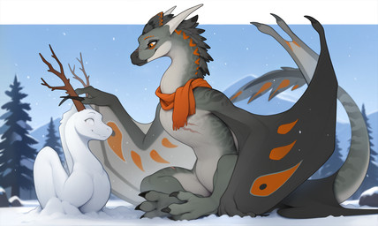 3_toes ambiguous_gender claws day feet feral finger_claws fingers horn outside plant sitting sky smile snow snowing solo tail toe_claws toes tree wings winter yakovlev-vad mythology dragon mythological_creature mythological_scalie scalie 2025 digital_drawing_(artwork) digital_media_(artwork) hi_res