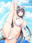 big_breasts bikini bra breasts brown_hair clothing female hair purple_eyes purple_sclera raised_leg solo swimwear tail tail_tuft tuft two-piece_swimsuit underwear ebino_mayo_(artist) azur_lane kashino_(azur_lane) animal_humanoid bovid bovid_humanoid bovine bovine_humanoid cattle_humanoid humanoid mammal mammal_humanoid 3:4