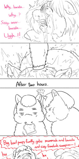 1_horn >_< after_rape after_sex ambiguous_feral ambiguous_gender anal anal_penetration blood blood_from_mouth blood_in_mouth bodily_fluids bread color_coded_text corpse crying death dialogue dishonesty dying ellipsis eyes_closed feral food food_in_mouth gore headpat horn impalement killing mouth_hold open_mouth pain painful_penetration penetration snot sweat tears text unimpressed young young_ambiguous young_feral yellowcottoncandy030 fluffy_pony fluffy_pony_(species) mammal 2025 absurd_res broken_english comic digital_drawing_(artwork) digital_media_(artwork) english_text hi_res brother_(lore) brother_and_sister_(lore) sibling_(lore) sister_(lore)