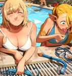 after_oral anthro bikini blonde_hair blush breast_size_difference breasts cleavage clothed clothing duo_focus eyes_closed female female/female group hair humanoid_pointy_ears implied_cunnilingus messy_hair not_furry_focus partially_submerged pointy_ears pool removed_bottomwear smile stray_pubes swimwear tongue tongue_out two-piece_swimsuit wet wet_hair khyleri delicious_in_dungeon falin_touden izutsumi_(delicious_in_dungeon) marcille_donato senshi_(delicious_in_dungeon) domestic_cat elf felid feline felis human humanoid mammal 2024 absurd_res hi_res