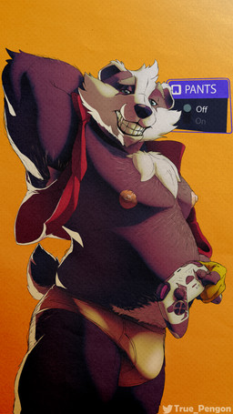 4_fingers 4_toes 5_fingers anthro armpit_hair belly belly_hair biceps big_belly big_butt big_nipples biped black_body black_fur body_hair bottomwear briefs bulge butt butt_hair chest_hair clothed clothing controller elderly enjoying eyebrows facial_hair fangs feet fingers from_front_position fur hair half-closed_eyes huge_butt leg_grab light light_body looking_at_viewer looking_pleasured lustful_gaze male manly mature_anthro mature_male moobs multicolored_body multicolored_fur musclegut muscular muscular_male narrowed_eyes nipples overweight overweight_anthro overweight_bottom overweight_male overweight_sub pants plantigrade pubes romantic simple_background slightly_chubby smile solo tail teeth text thick_tail thick_thighs toes topwear two_tone_body two_tone_fur underwear underwear_only vest white_body white_fur white_light wide_hips true_pengon bradley_the_badger_(game) bradley_(bradley_the_badger) badger mammal mustelid musteline 4k 9:16 absurd_res digital_media_(artwork) hi_res widescreen