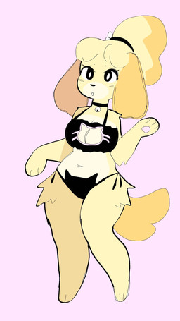 anthro black_clothing black_lingerie blush blush_lines breasts cat_lingerie choker choker_bell cleavage cleavage_cutout clothed clothing cutout female jewelry lingerie necklace simple_background solo puppkittyfan1 animal_crossing nintendo isabelle_(animal_crossing) canid canine canis domestic_dog mammal shih_tzu toy_dog 9:16 digital_drawing_(artwork) digital_media_(artwork) hi_res