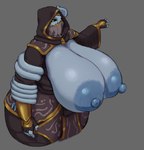 anthro areola armor big_areola big_breasts big_nipples blue_areola blue_body blue_eyes breasts butt clothing covered_mouth cultist eyebrows face_tentacles female fingerless_gloves gloves half-closed_eyes handwear hood hood_up huge_areola huge_breasts huge_hips huge_thighs hyper hyper_breasts looking_at_viewer montgomery_glands narrowed_eyes nipples ornament raised_arm robe simple_background solo suction_cup tentacles thick_thighs wide_hips brohnka dungeons_and_dragons hasbro wizards_of_the_coast caribdis_(jimjr) animal_humanoid cephalopod cephalopod_humanoid humanoid marine marine_humanoid mind_flayer mollusk mollusk_humanoid absurd_res digital_media_(artwork) hi_res