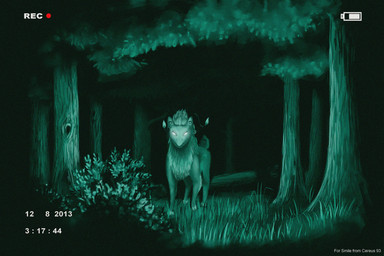 ambiguous_gender camera_view chest_tuft detailed_background feral forest grass mouth_closed night outside plant quadruped solo text tree tuft cereus93 species_request 3:2 absurd_res artist_name full-length_portrait green_theme hi_res portrait