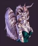 anthro breasts clothing corset eyes_closed fangs feathered_wings feathers female horn lingerie solo teeth topwear wings adeloo mythology calantha_(zyrena) dragon equid equine feathered_dragon feathered_scalie hybrid mammal mythological_creature mythological_equine mythological_scalie scalie unicorn zebra hi_res